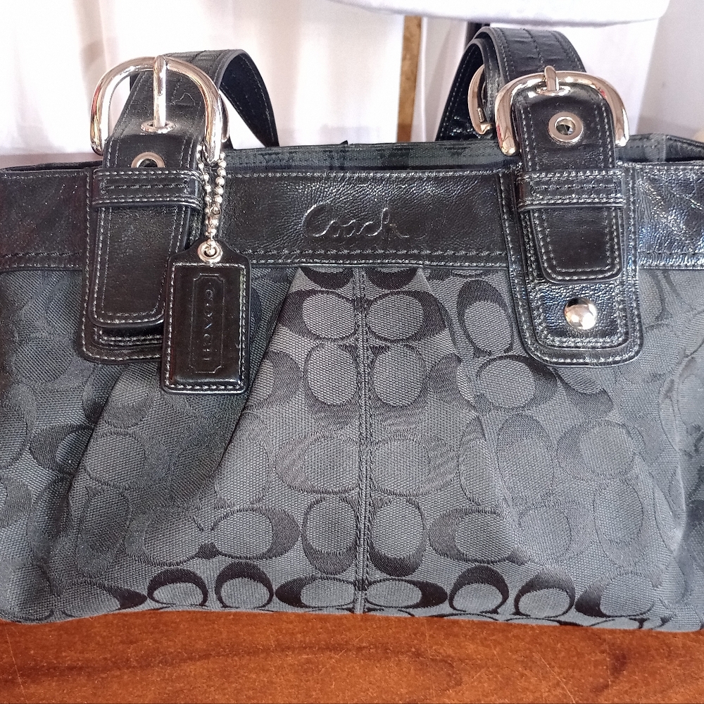 Coach Black Signature Tote Bag